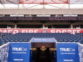 Looking back up the tunnel at the East stand of Toyota Park.